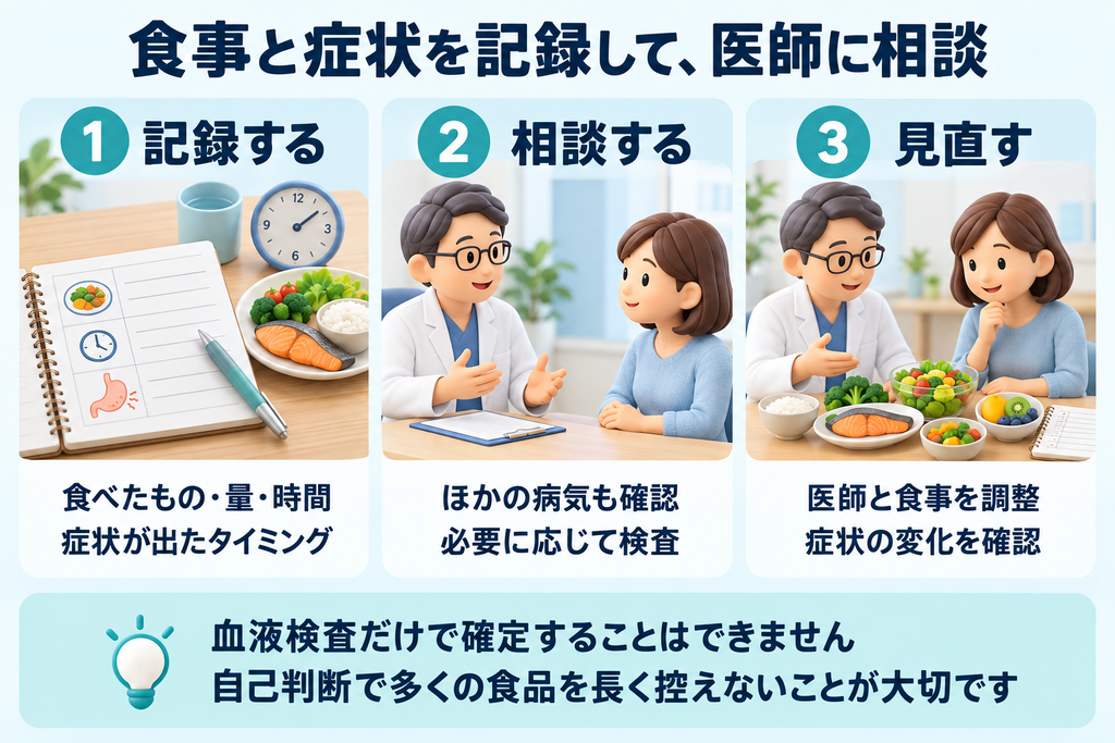 食事と症状は記録してください